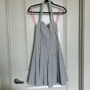NWT Betsy Johnson halter pleated stripe dress - size 4